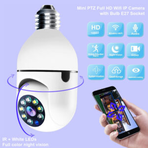 Home 5G WiFi Alarm Monitor WiFi CAMERA 1080P E27 Bulb 4X Zoom